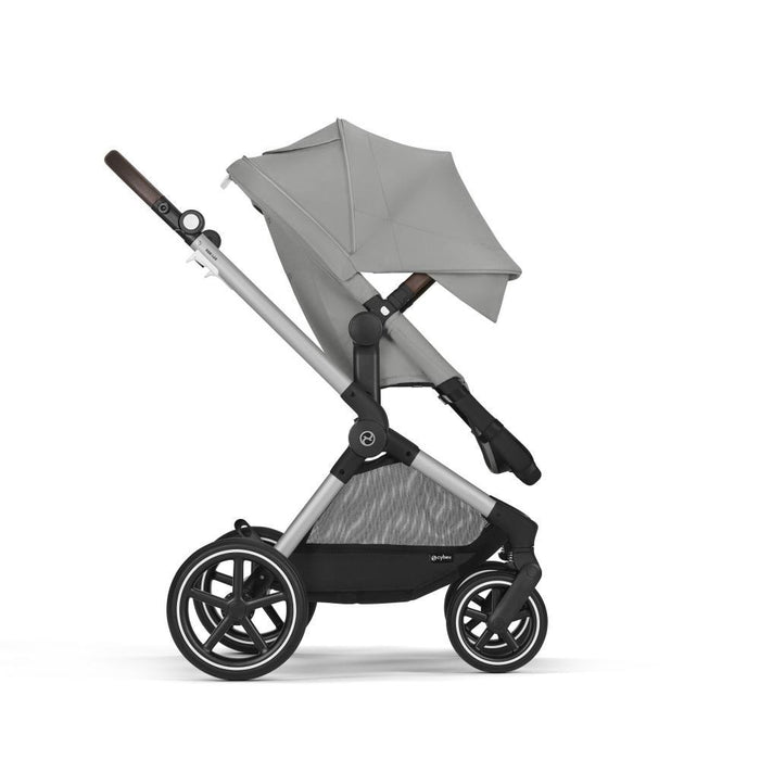 Carrinho Cybex Eos Lux 2 em 1 SLV Stone Grey - Chassis Prateado