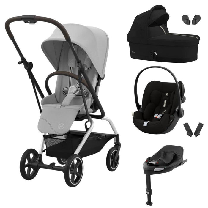 Pack Cybex Eezy S Twist+2 SLV Fog Grey + Alcofa S Moon Black + Cloud G Plus Moon Black + Base Isofix G + Adaptadores