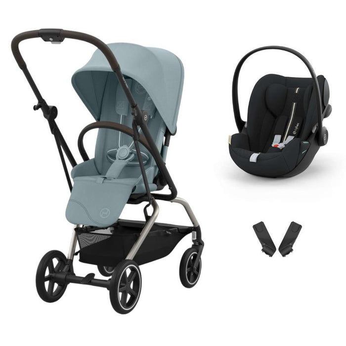 Pack Cybex Eezy S Twist+2 TPE Stormy Blue + Cloud G Plus Moon Black (2024) + Adaptadores