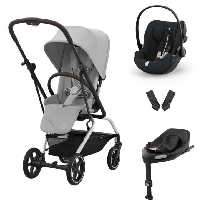 Pack Cybex Eezy S Twist+2 SLV Fog Grey + Cloud G Plus Moon Black (2024) + Base Isofix G + Adaptadores