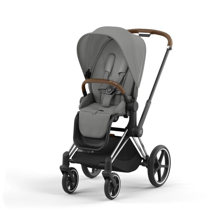 Carrinho Cybex Platinum Priam Chrome Brown + Pack de Tecidos Mirage Grey