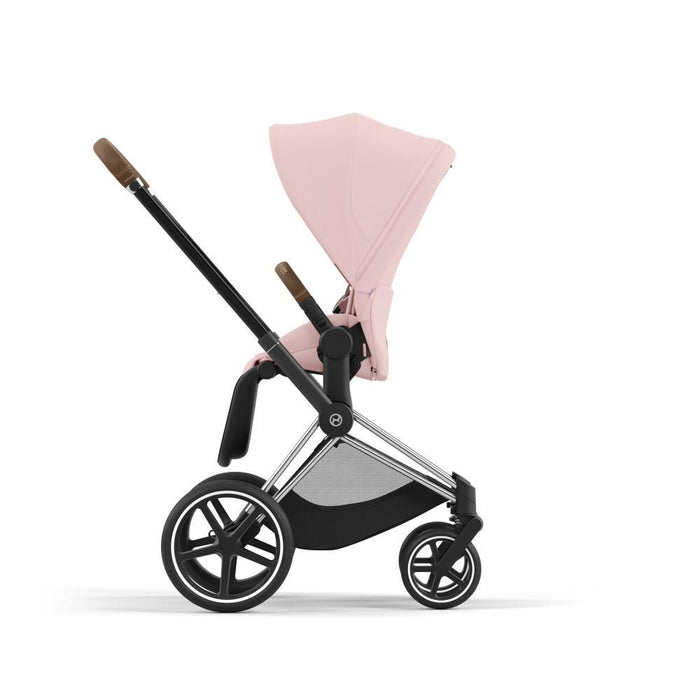 Carrinho Cybex Platinum Priam Chrome Brown + Pack de Tecidos Peach Pink