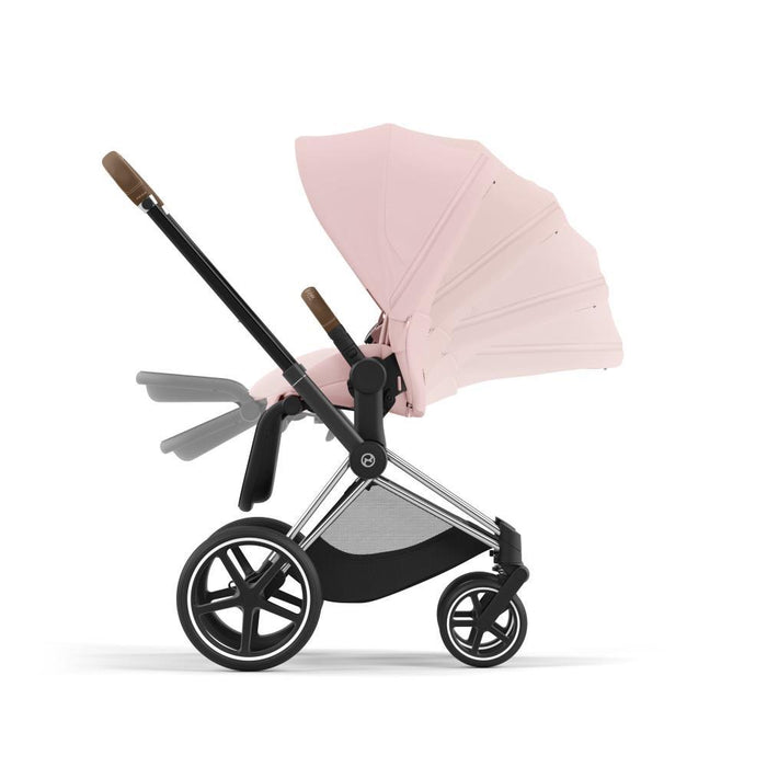 Carrinho Cybex Platinum Priam Chrome Brown + Pack de Tecidos Peach Pink