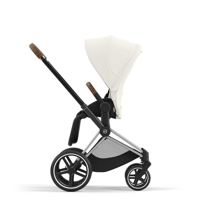 Carrinho Cybex Platinum Priam Chrome Brown + Pack de Tecidos Off White