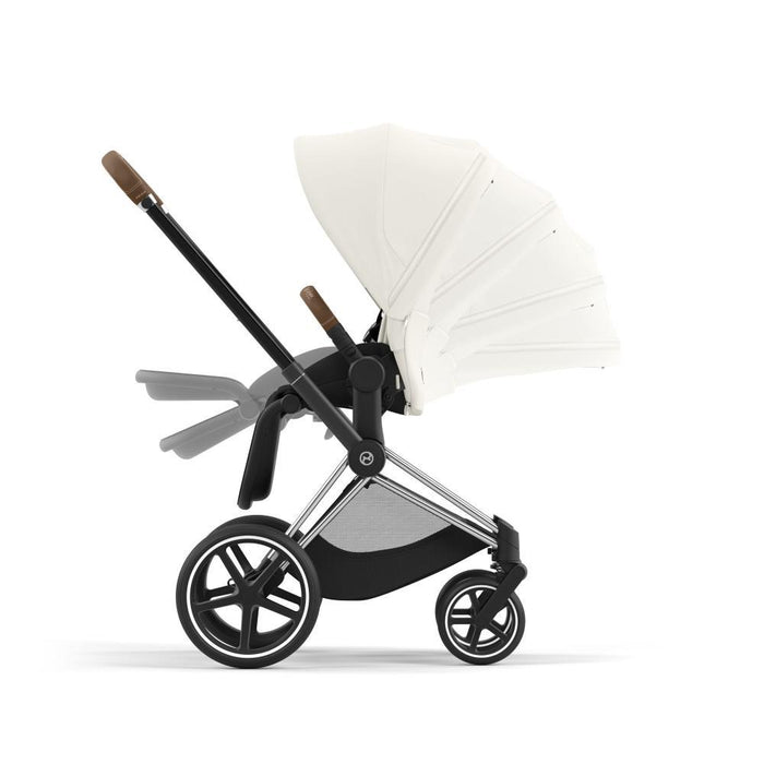 Carrinho Cybex Platinum Priam Chrome Brown + Pack de Tecidos Off White