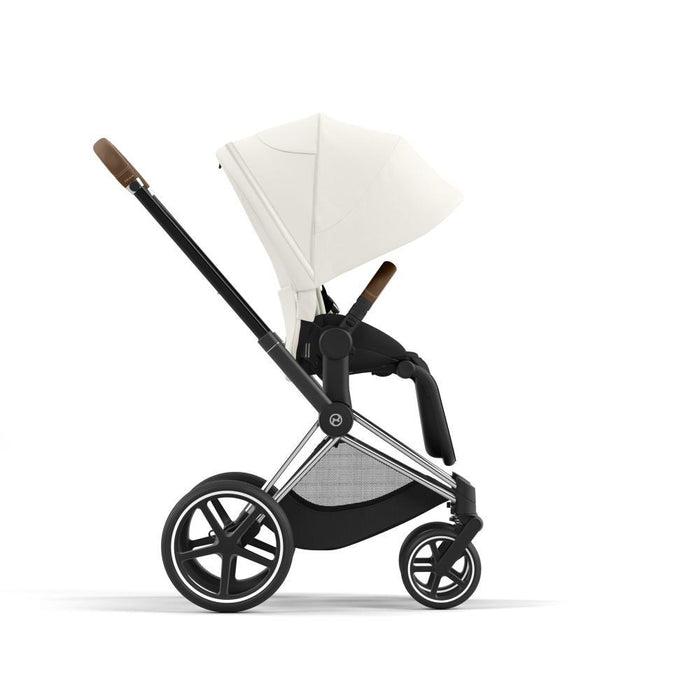 Carrinho Cybex Platinum Priam Chrome Brown + Pack de Tecidos Off White