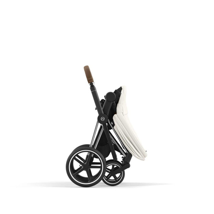 Carrinho Cybex Platinum Priam Chrome Brown + Pack de Tecidos Off White