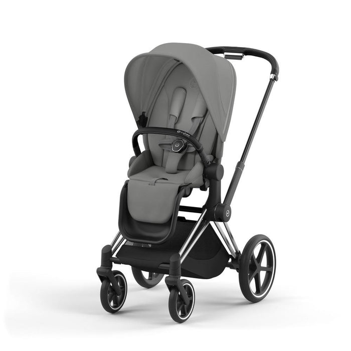 Carrinho Cybex Platinum Priam Chrome Black + Pack de Tecidos Mirage Grey