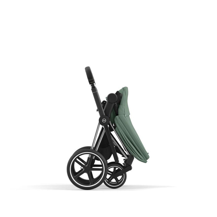 Carrinho Cybex Platinum Priam Chrome Black + Pack de Tecidos Leaf Green