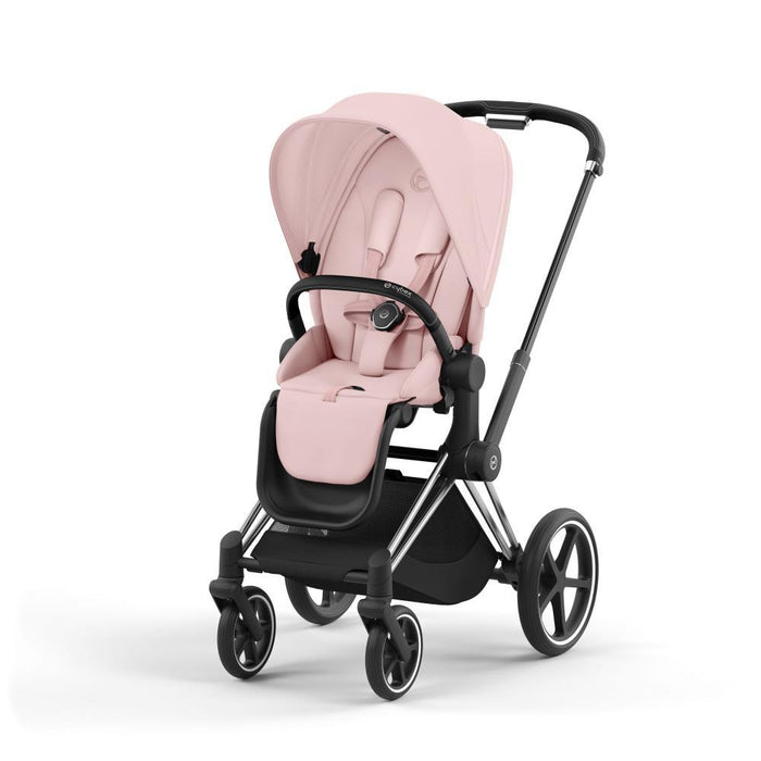Carrinho Cybex Platinum Priam Chrome Black + Pack de Tecidos Peach Pink