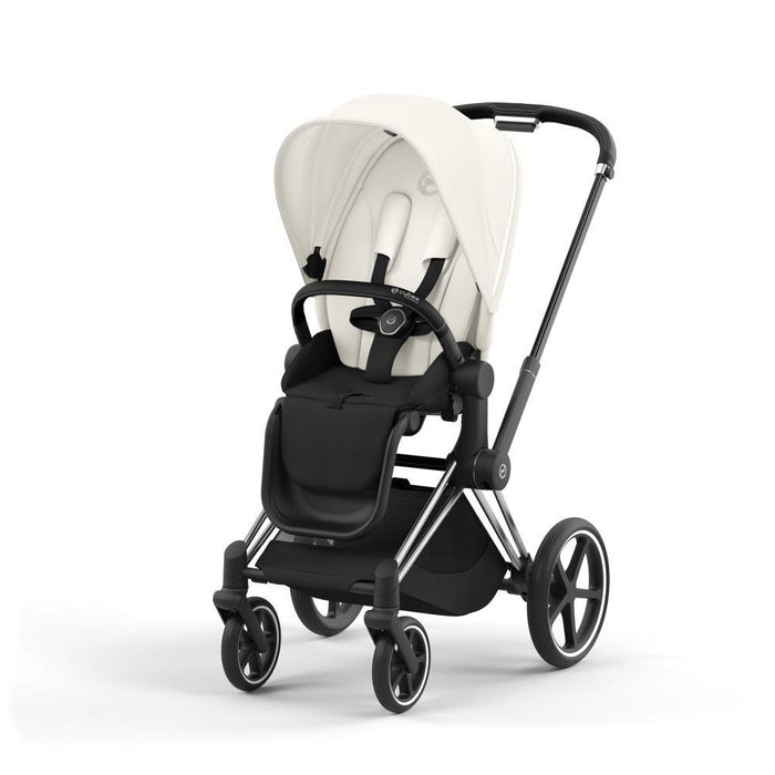 Carrinho Cybex Platinum Priam Chrome Black + Pack de Tecidos Off White