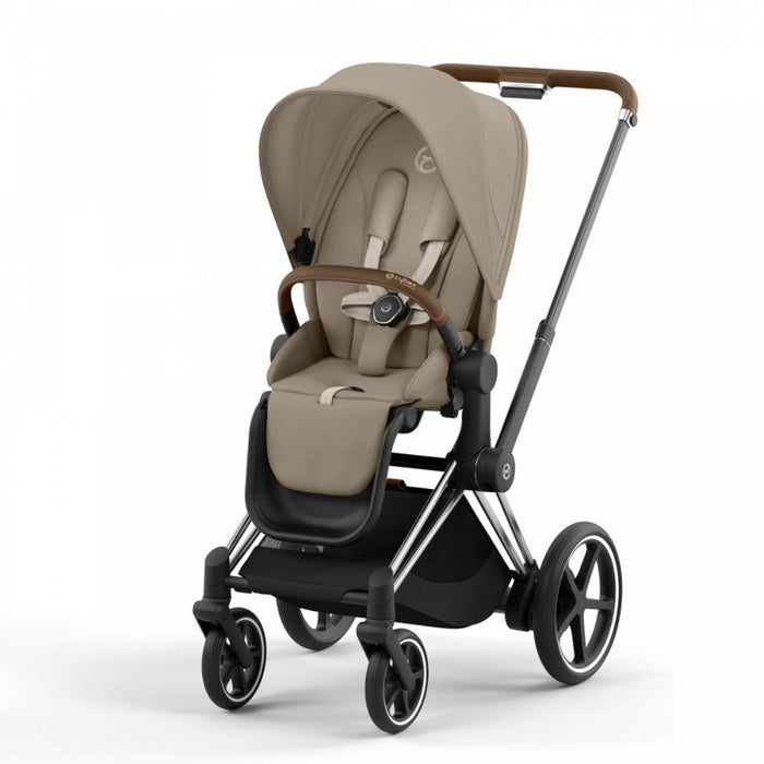 Carrinho Cybex Platinum e-Priam Chrome Brown + Pack Tecidos Cozy Beige