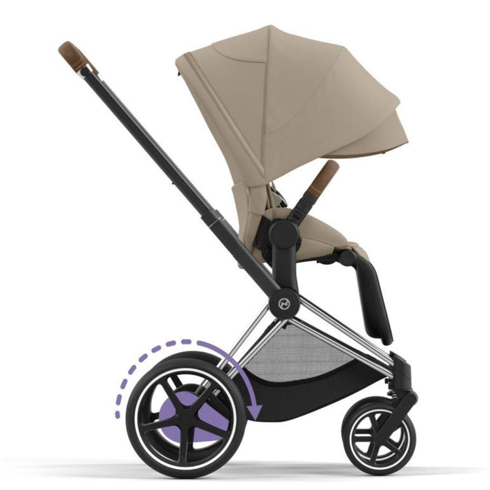 Carrinho Cybex Platinum e-Priam Chrome Brown + Pack Tecidos Cozy Beige