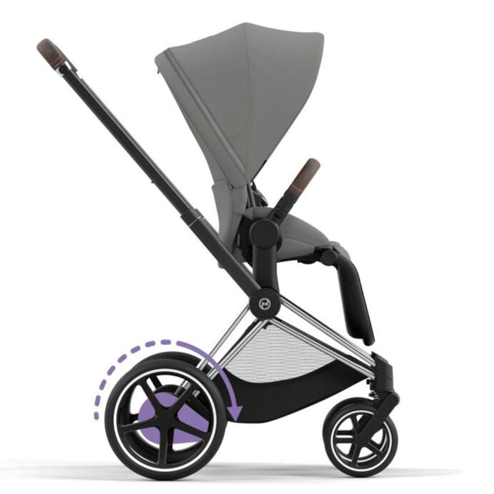 Carrinho Cybex Platinum e-Priam Chrome Brown + Pack Tecidos Mirage Grey