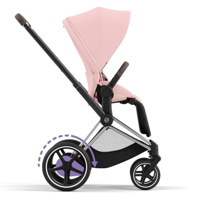 Carrinho Cybex Platinum e-Priam Chrome Brown + Pack Tecidos Peach Pink