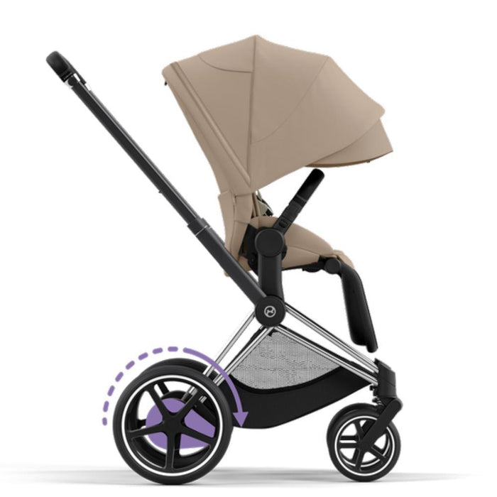 Carrinho Cybex Platinum e-Priam Chrome Black + Pack Tecidos Cozy Beige