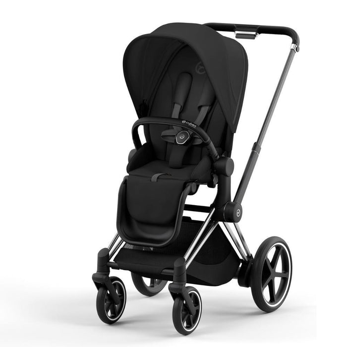 Carrinho Cybex Platinum e-Priam Chrome Black + Pack Tecidos Sepia Black