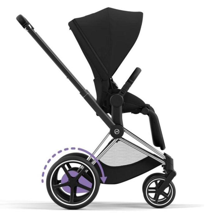 Carrinho Cybex Platinum e-Priam Chrome Black + Pack Tecidos Sepia Black
