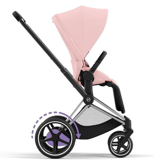 Carrinho Cybex Platinum e-Priam Chrome Black + Pack Tecidos Peach Pink