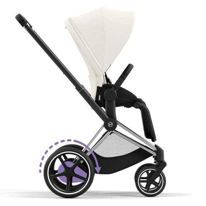 Carrinho Cybex Platinum e-Priam Chrome Black + Pack Tecidos Off White
