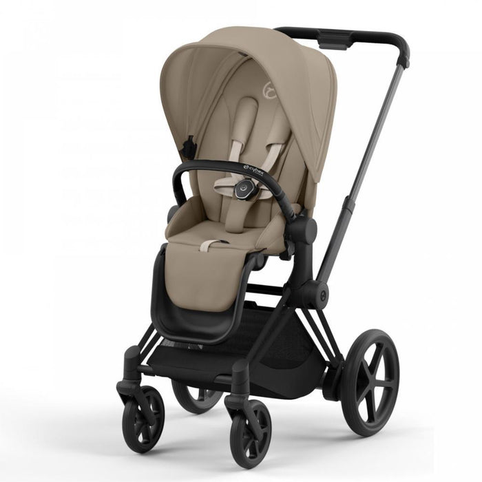 Carrinho Cybex Platinum e-Priam Matt Black + Pack Tecidos Cozy Beige