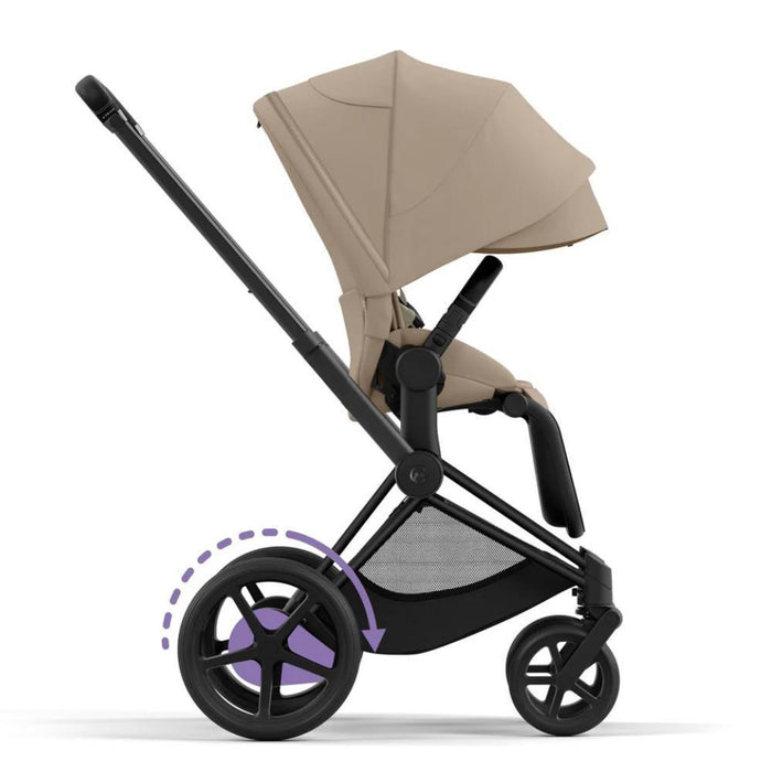 Carrinho Cybex Platinum e-Priam Matt Black + Pack Tecidos Cozy Beige