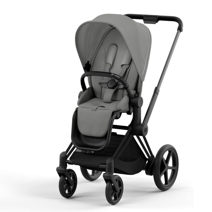 Carrinho Cybex Platinum e-Priam Matt Black + Pack Tecidos Mirage Grey
