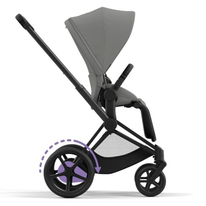 Carrinho Cybex Platinum e-Priam Matt Black + Pack Tecidos Mirage Grey