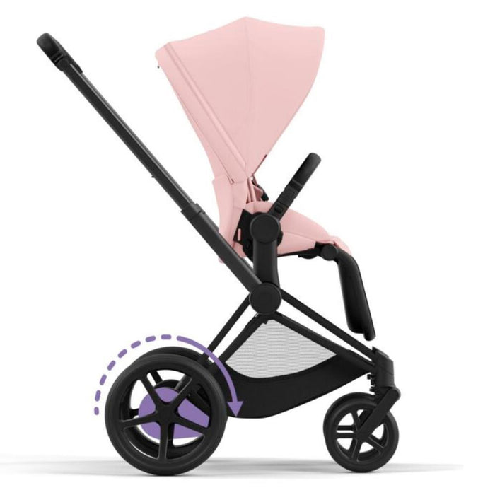 Carrinho Cybex Platinum e-Priam Matt Black + Pack Tecidos Peach Pink