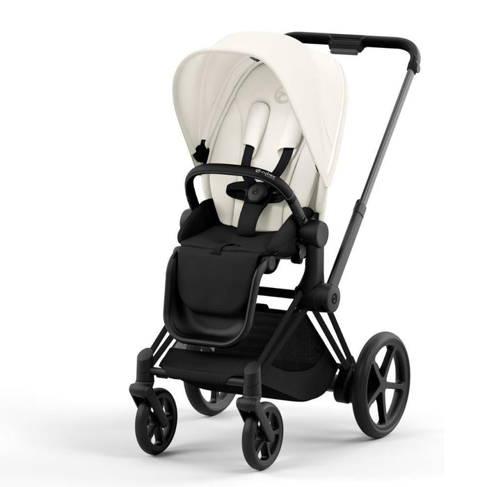 Carrinho Cybex Platinum e-Priam Matt Black + Pack Tecidos Off White
