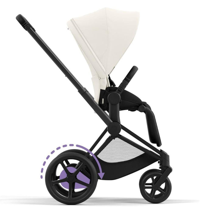 Carrinho Cybex Platinum e-Priam Matt Black + Pack Tecidos Off White