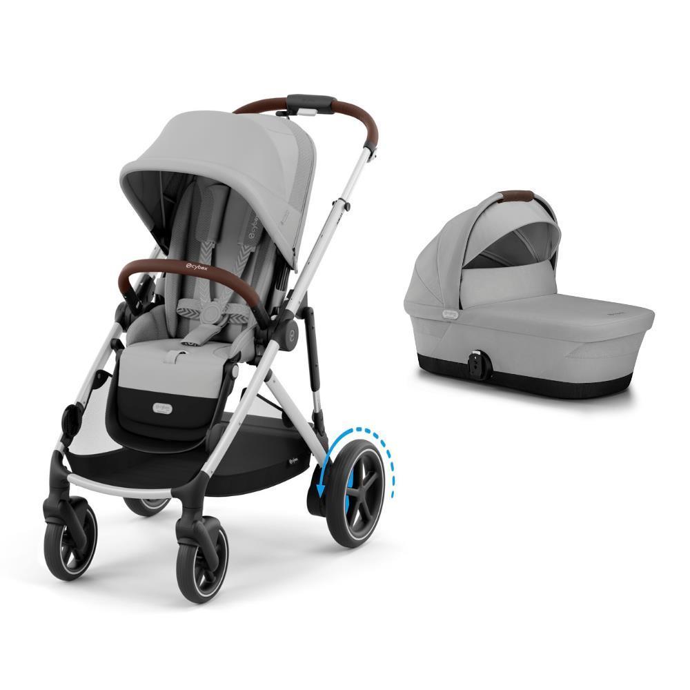Cybex e-Gazelle S SLV Bundle + Gazelle S Cot Stone Grey