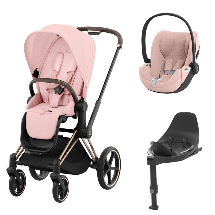 Pack Cybex Platinum Priam Chassis e Assento Rosegold + Tecidos Peach Pink + Cloud T Plus i-Size 45-87cm Peach Pink + Base Isofix T