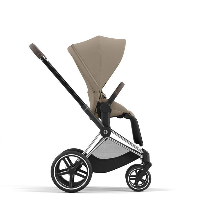 Pack Cybex Platinum Priam Chassis e Assento Chrome Brown + Tecidos Cozy Beige + Cloud T Plus i-Size 45-87cm Cozy Beige + Base Isofix T