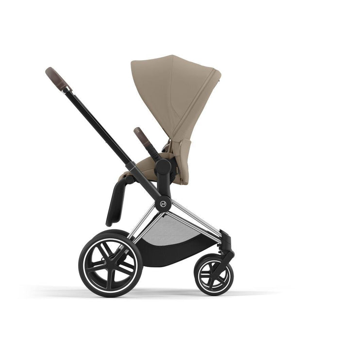Pack Cybex Platinum Priam Chassis e Assento Chrome Brown + Tecidos Cozy Beige + Cloud T Plus i-Size 45-87cm Cozy Beige + Base Isofix T