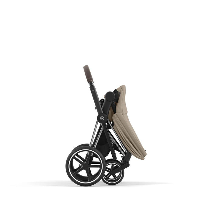 Pack Cybex Platinum Priam Chassis e Assento Chrome Brown + Tecidos Cozy Beige + Cloud T Plus i-Size 45-87cm Cozy Beige + Base Isofix T