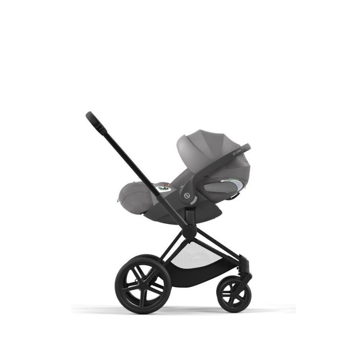 Pack Cybex Platinum Priam Chassis e Assento Matt Black + Tecidos Mirage Grey + Cloud T Plus i-Size 45-87cm Mirage Grey + Base Isofix T