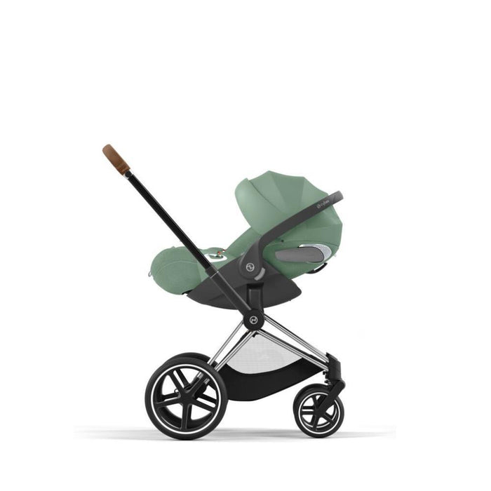 Pack Cybex Platinum Priam Chassis e Assento Chrome Brown + Tecidos Leaf Green + Cloud T Plus i-Size 45-87cm Leaf Green + Base Isofix T