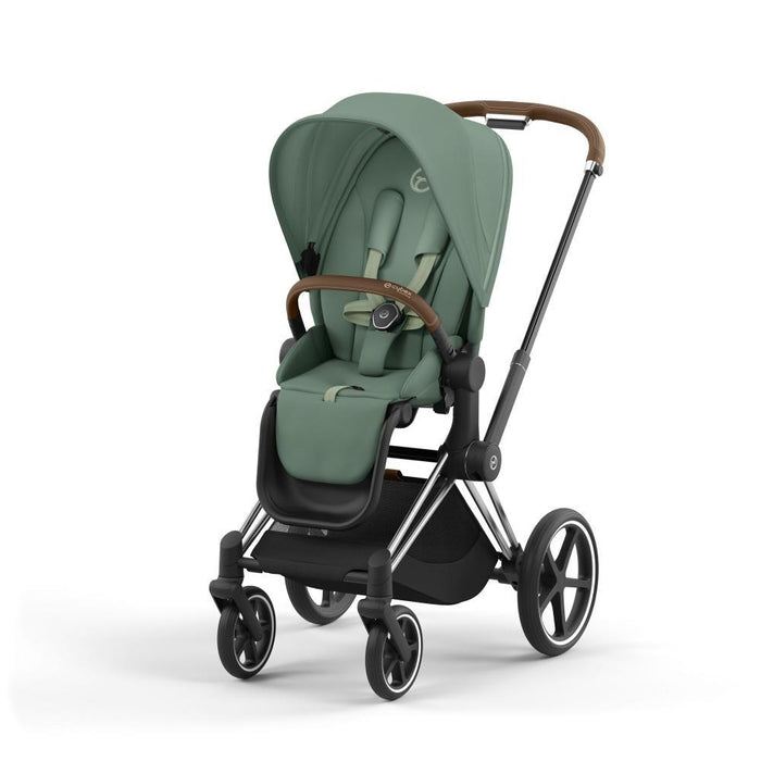 Pack Cybex Platinum Priam Chassis e Assento Chrome Brown + Tecidos Leaf Green + Cloud T Plus i-Size 45-87cm Leaf Green + Base Isofix T