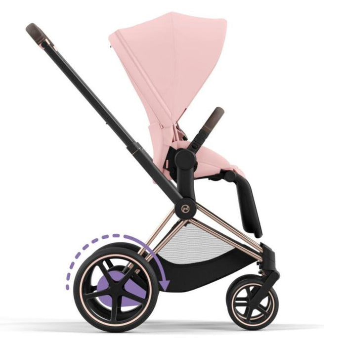 Pack Cybex Platinum e-Priam Chassis e Assento Rosegold + Tecidos Peach Pink + Cloud T Plus i-Size 45-87cm Peach Pink + Base Isofix T
