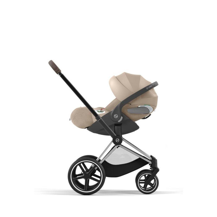 Pack Cybex Platinum e-Priam Chassis e Assento Chrome Brown + Tecidos Cozy Beige + Cloud T Plus i-Size 45-87cm Cozy Beige + Base Isofix T