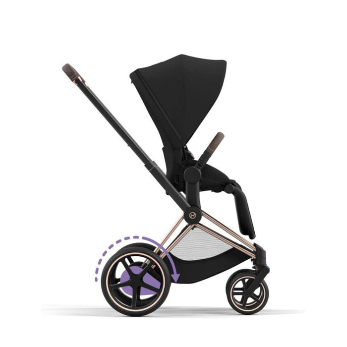 Pack Cybex Platinum e-Priam Chassis e Assento Rosegold + Tecidos Sepia Black + Cloud T Plus i-Size 45-87cm Sepia Black + Base Isofix T