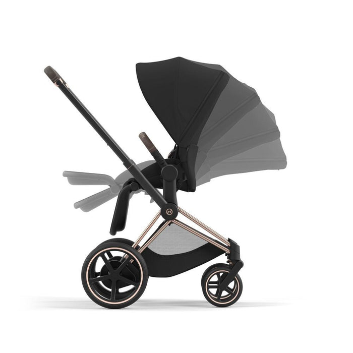 Pack Cybex Platinum e-Priam Chassis e Assento Rosegold + Tecidos Sepia Black + Cloud T Plus i-Size 45-87cm Sepia Black + Base Isofix T