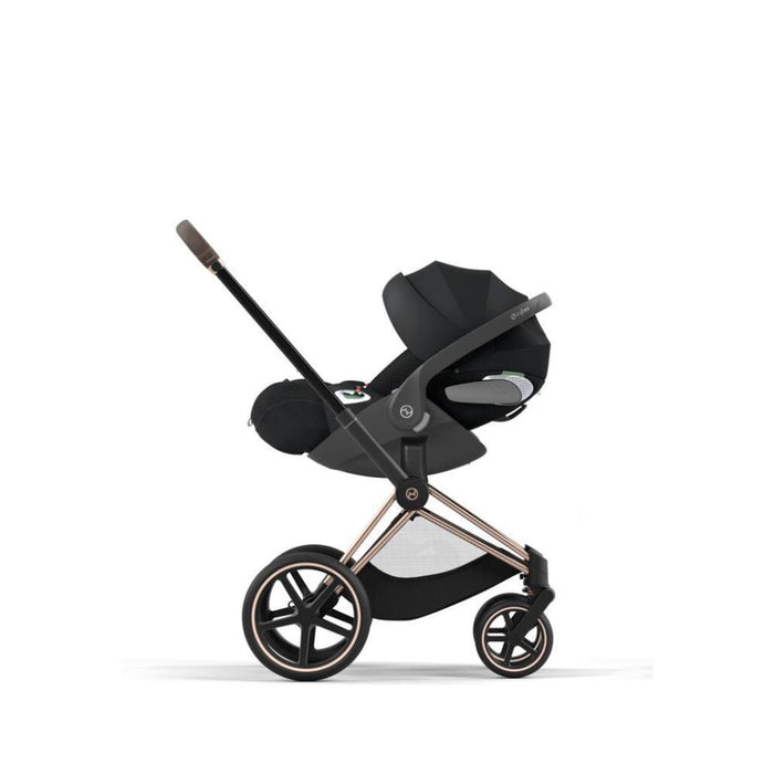 Pack Cybex Platinum e-Priam Chassis e Assento Rosegold + Tecidos Sepia Black + Cloud T Plus i-Size 45-87cm Sepia Black + Base Isofix T