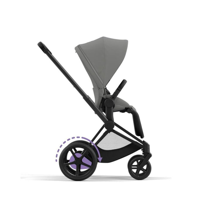Pack Cybex Platinum e-Priam Chassis e Assento Matt Black + Tecidos Mirage Grey + Cloud T Plus i-Size 45-87cm Mirage Grey + Base Isofix T