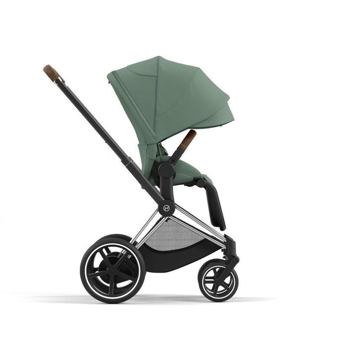 Pack Cybex Platinum e-Priam Chassis e Assento Chrome Brown + Tecidos Leaf Green + Cloud T Plus i-Size 45-87cm Leaf Green + Base Isofix T
