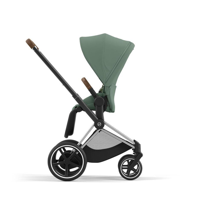Pack Cybex Platinum e-Priam Chassis e Assento Chrome Brown + Tecidos Leaf Green + Cloud T Plus i-Size 45-87cm Leaf Green + Base Isofix T