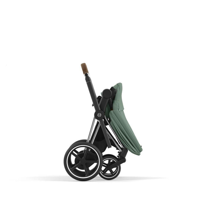 Pack Cybex Platinum e-Priam Chassis e Assento Chrome Brown + Tecidos Leaf Green + Cloud T Plus i-Size 45-87cm Leaf Green + Base Isofix T