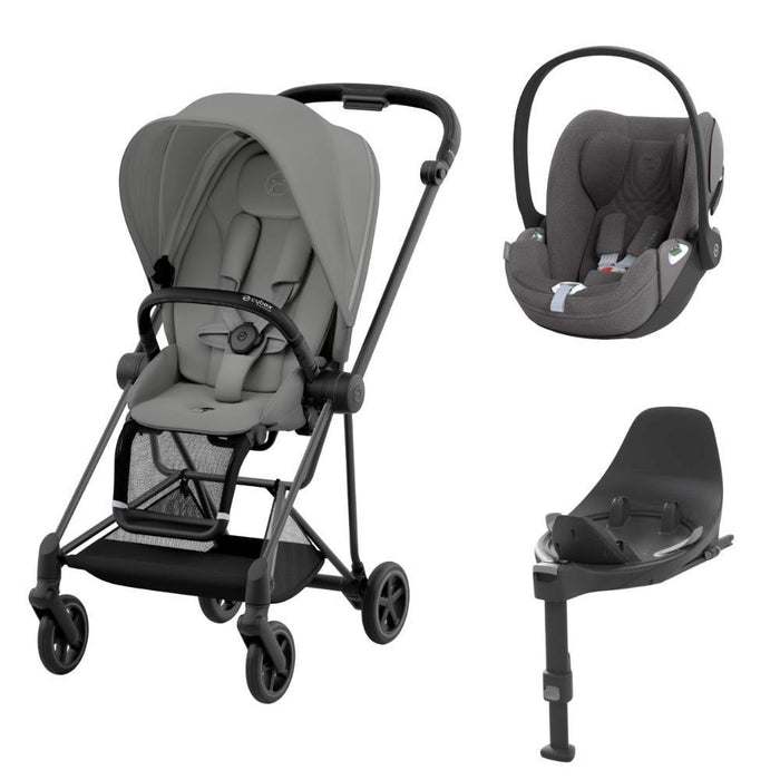 Pack Cybex Platinum Mios Chassis e Assento Matt Black + Tecidos Mirage Grey + Cloud T Plus i-Size 45-87cm Mirage Grey + Base Isofix T