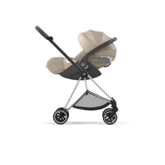 Pack Cybex Platinum Mios Chassis e Assento Chrome Brown + Tecidos Cozy Beige + Cloud T Plus i-Size 45-87cm Cozy Beige + Base Isofix T
